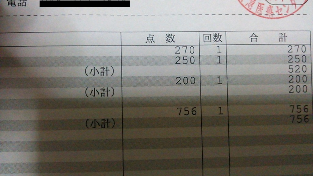 医療費領収書