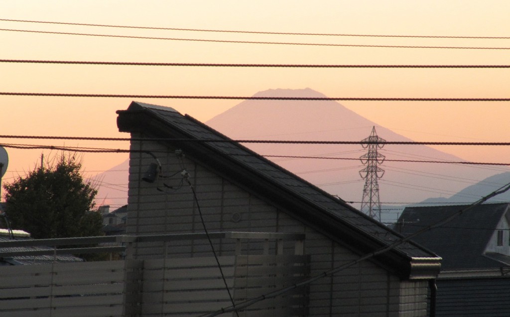 夕映えの富士