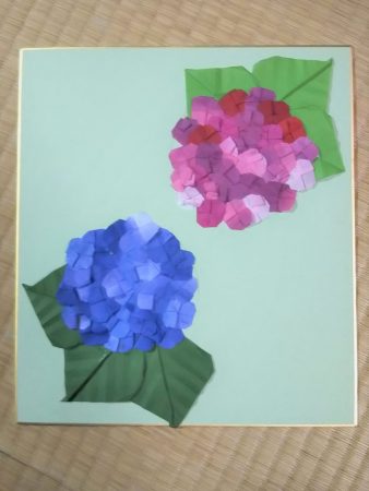 折り紙の紫陽花