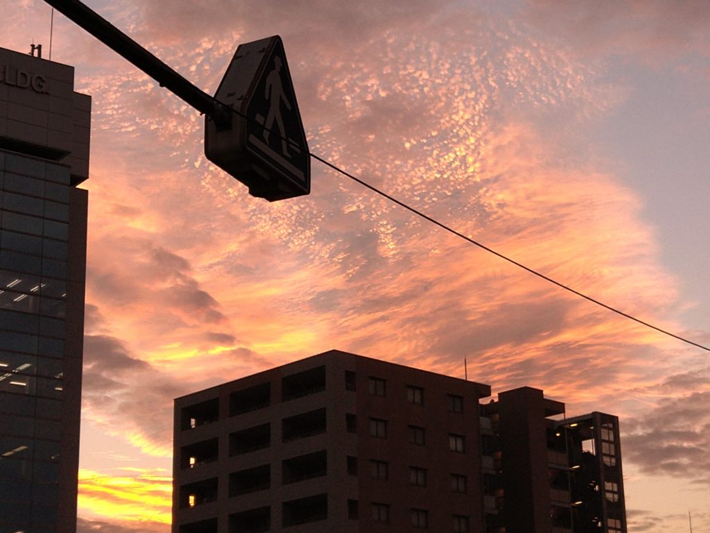 夕暮れのうろこ雲